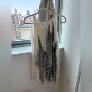 Elegant Cream and Black Mini Dress
